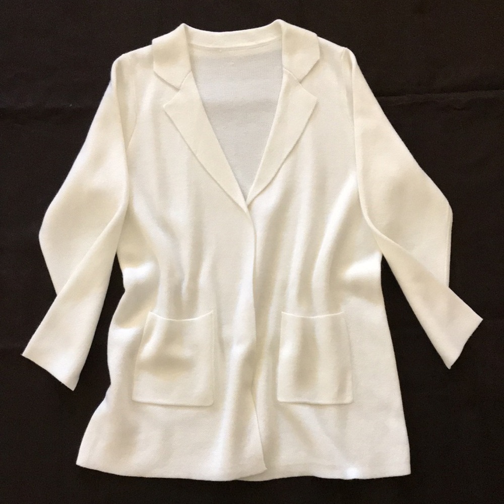 New with Tags Investments Cream Long-line Knit Jacket Size Large